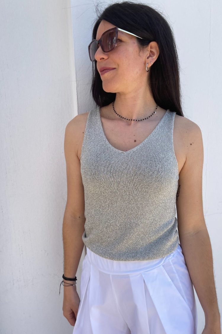 Women's Blouse With Bra Silver-My Boutique