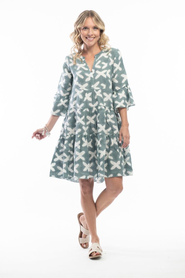 Dress With Mint Patterns-My Boutique
