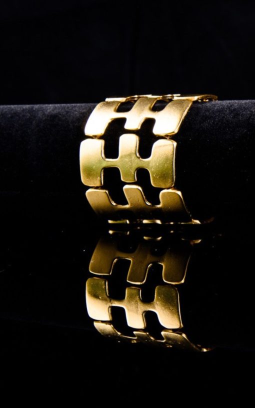 Women's Gold Plated Bracelet With Rubber Ξ122-My Boutique