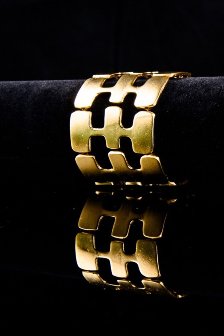 Women's Gold Plated Bracelet With Rubber Ξ122-My Boutique