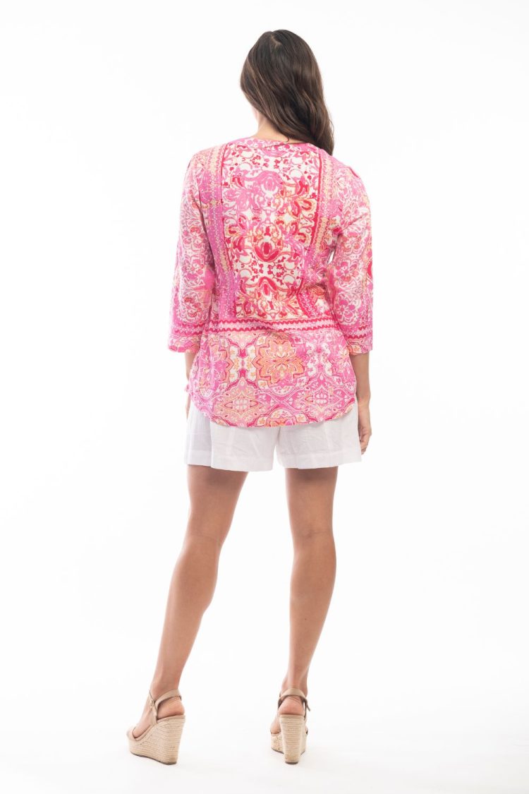 Women's Blouse With Kotor Pink Designs-My Boutique