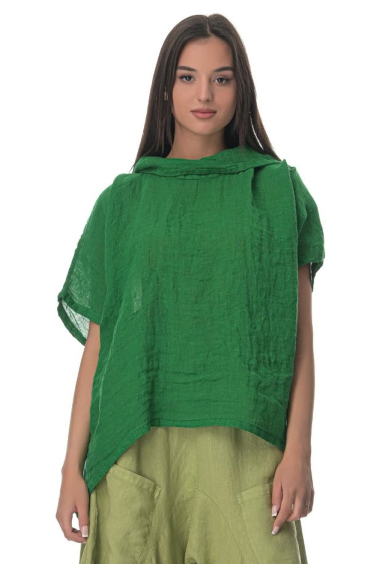 Women's Gouse Blouse with Hood Brazil Green-My Boutique