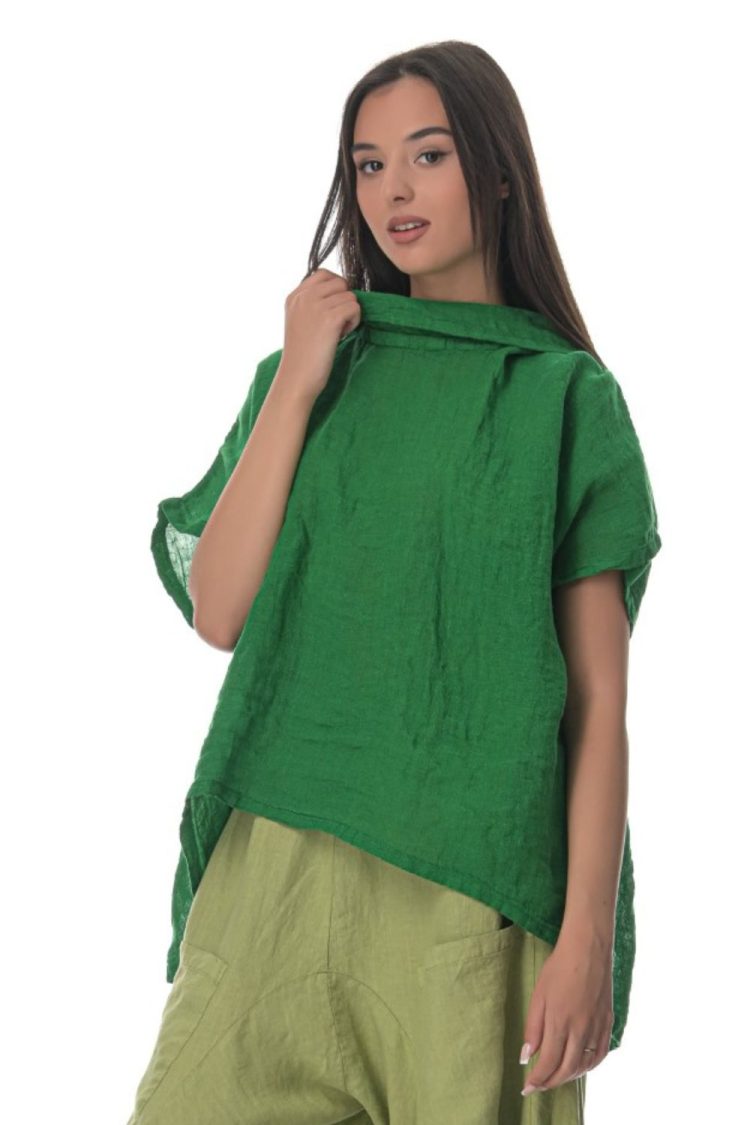 Women's Gouse Blouse with Hood Brazil Green-My Boutique