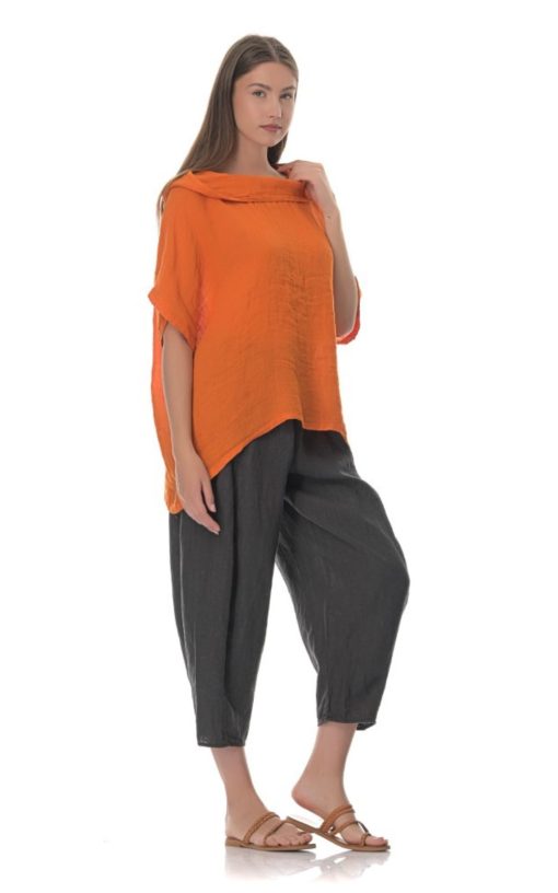 Women's Gouse Blouse with Hood Orange-My Boutique
