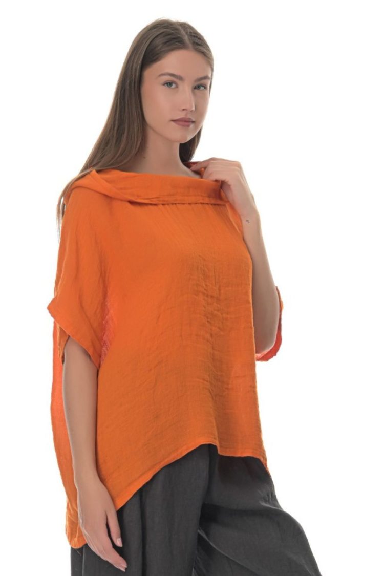 Women's Gouse Blouse with Hood Orange-My Boutique
