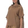 Women's Gouse Hooded Top Camel-My Boutique