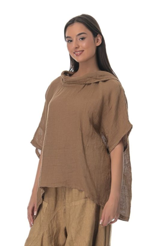 Women's Gouse Hooded Top Camel-My Boutique