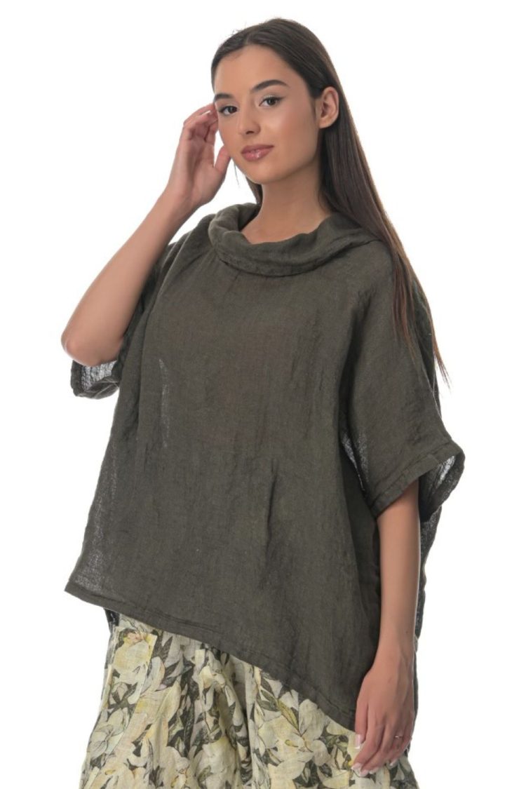 Olive Women's Gouse Hooded Blouse-My Boutique