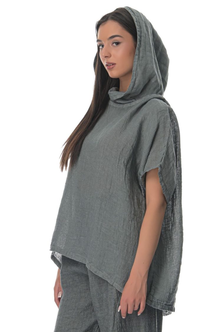 Women's Gouse Blouse with Hood Metal-My Boutique