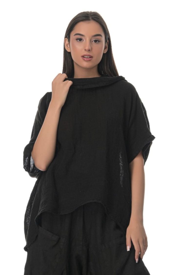 Μπλούζα Γυναικεία Gouse με Κουκούλα Black-My Boutique