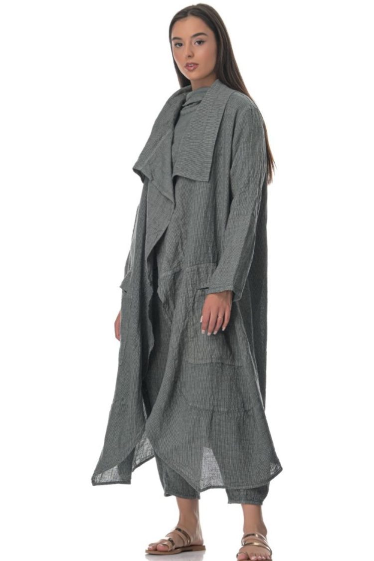 Women's Metal Stripe Linen Cardigan-My Boutique