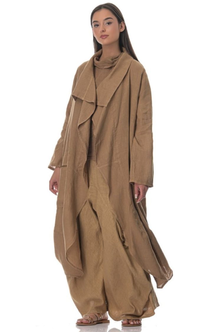 Camel-My Boutique Women's Linen Cardigan