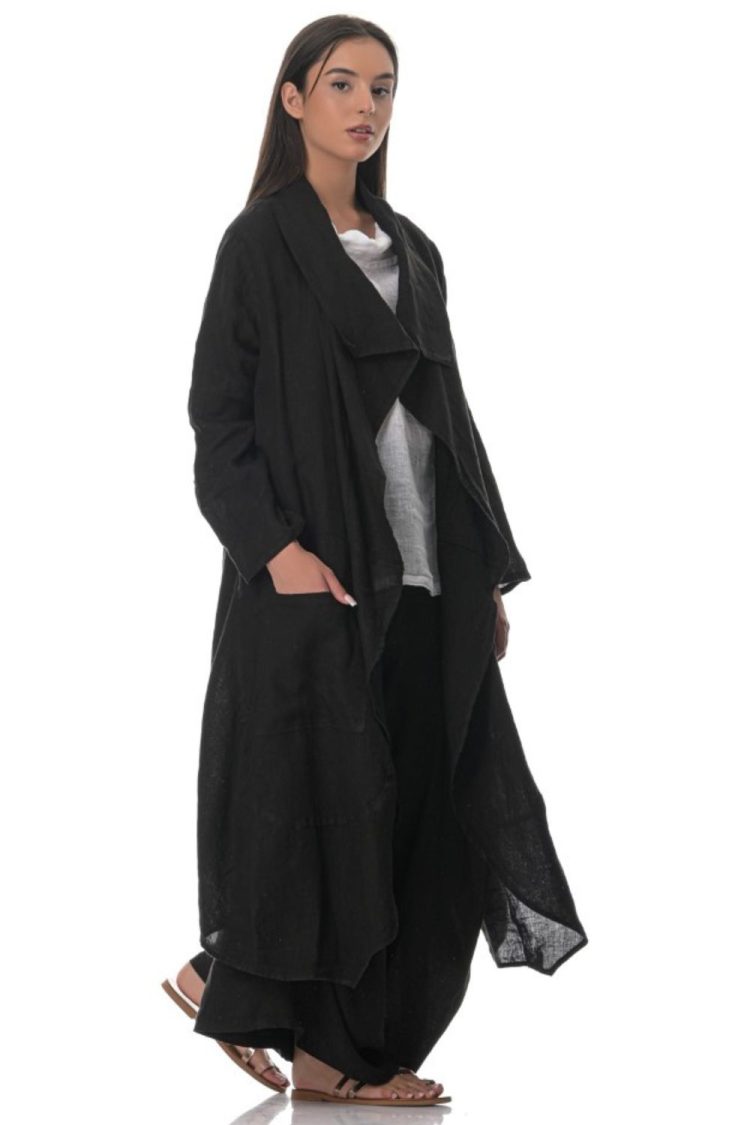 Black Linen Women's Cardigan-My Boutique