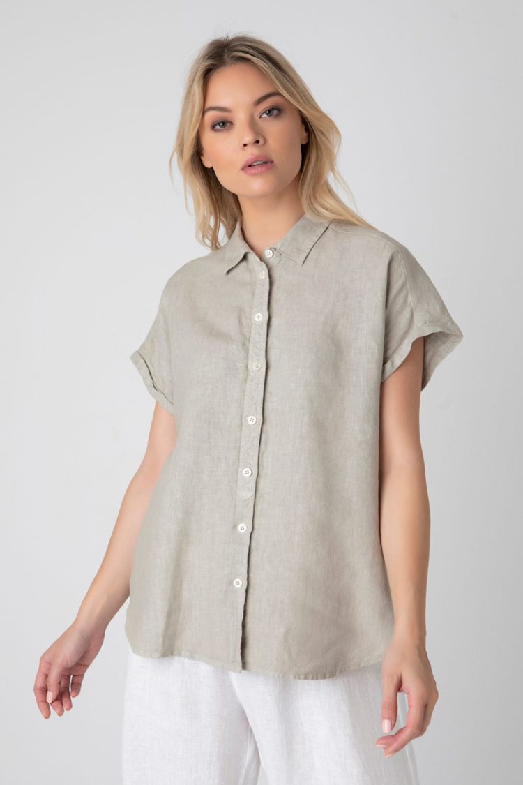 Sand-My Boutique Women's Linen Short Sleeve Shirt
