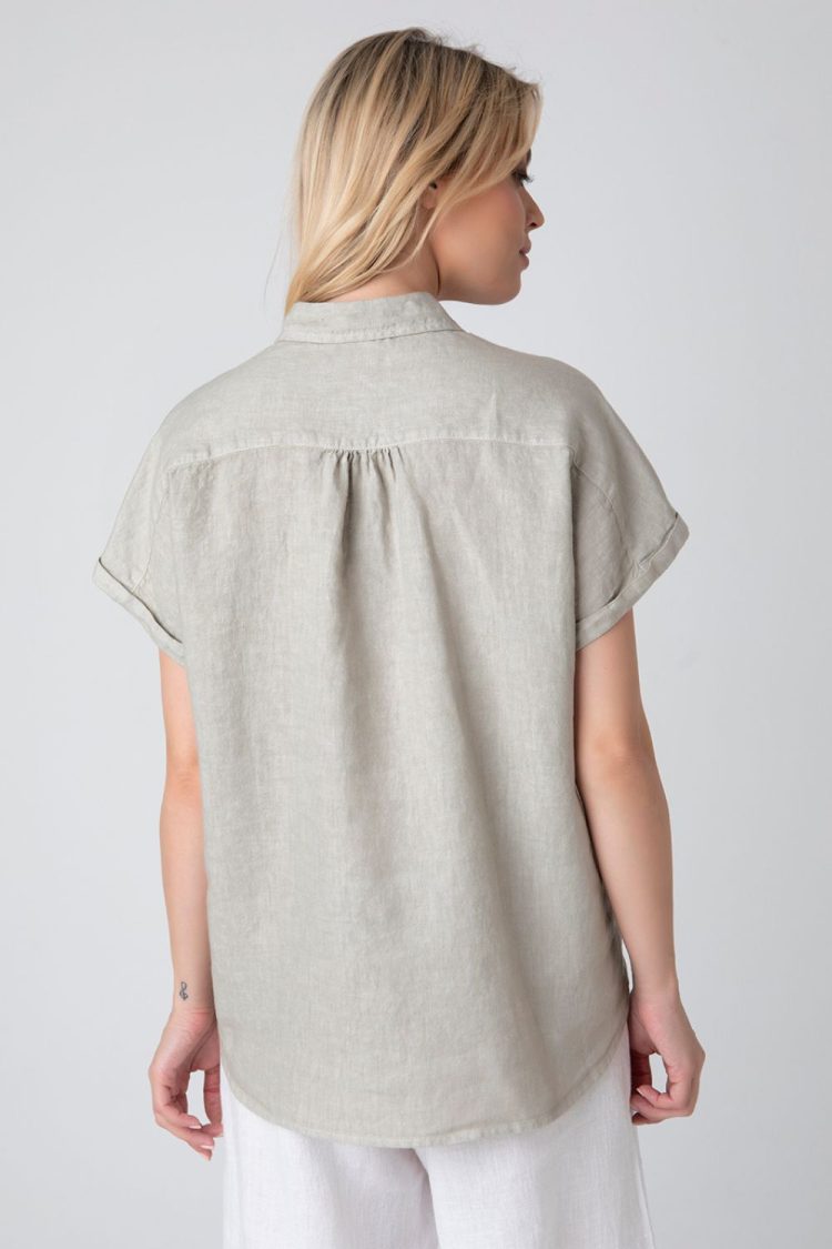 Sand-My Boutique Women's Linen Short Sleeve Shirt
