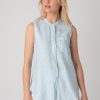 Women's Light Blue Sleeveless Shirt-My Boutique