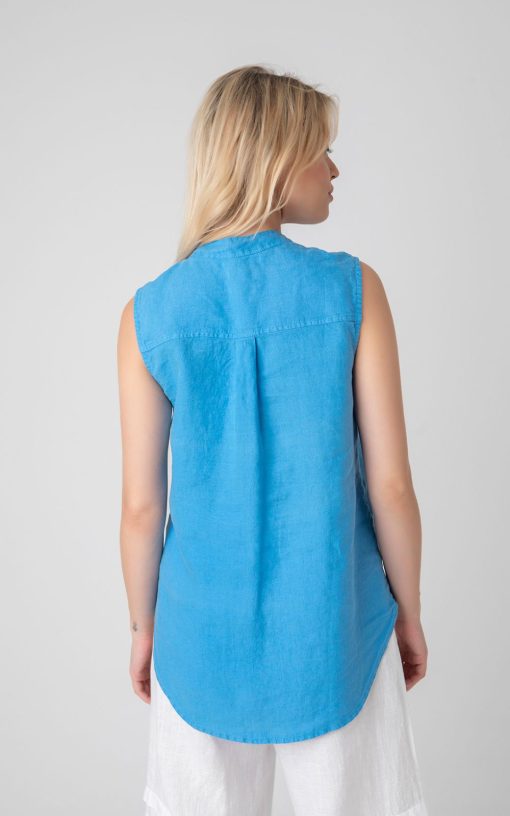 Baby Blue Sleeveless Women's Shirt-My Boutique