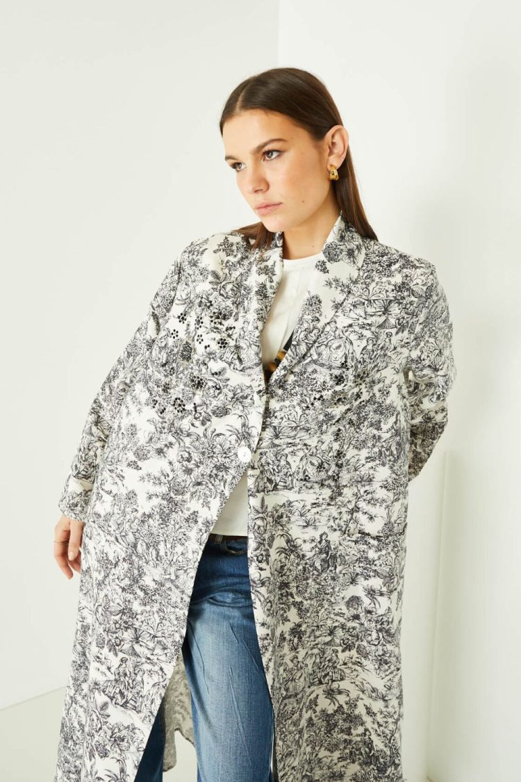 Women's Long Jacket with Patterns-My Boutique