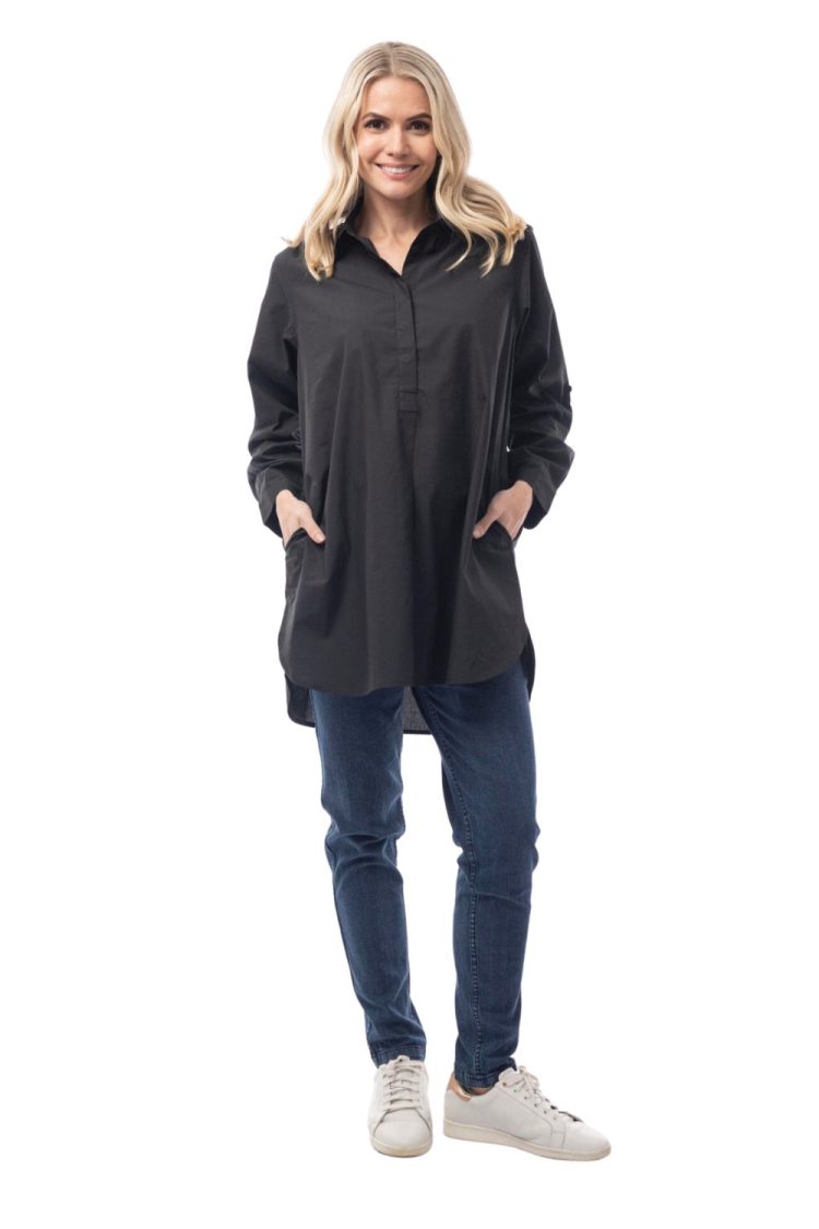 Women's Black Blouse with Long Sleeves 5205-My Boutique