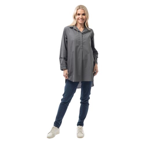 Women's Charcoal Gray Blouse with Long Sleeves 5205-My Boutique
