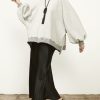 Women's Loose Blouse with Puffy Sleeves Souvenir J34Y0241 Grey-My Boutique