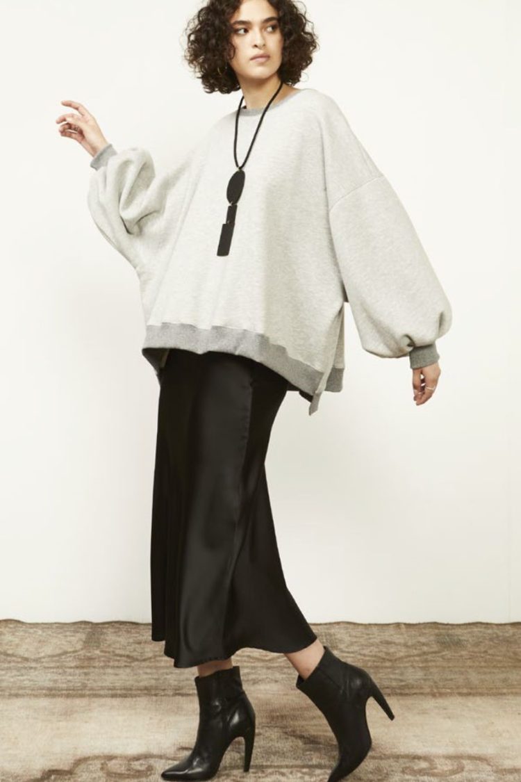 Μπλούζα Γυναικεία Φαρδιά με Φουσκωτά Μανίκια Souvenir J34Y0241 Grey-My Boutique