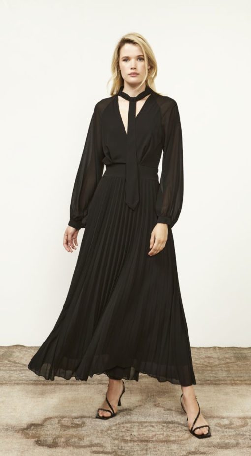 Souvenir Long Puff Sleeve Dress S34E0277 Black-My Boutique