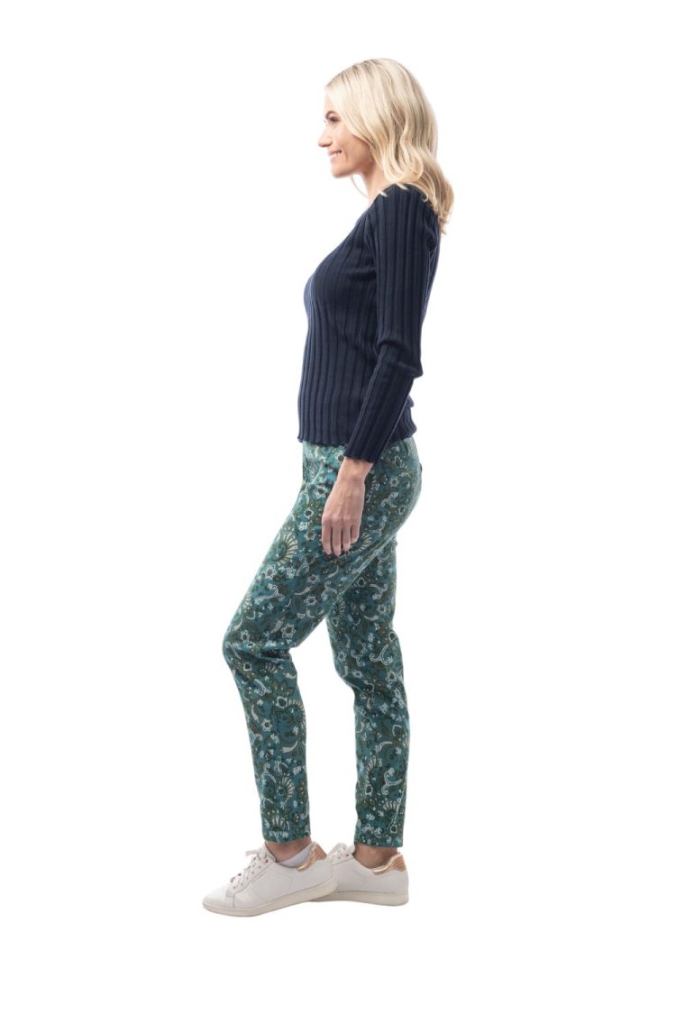 Orientique Patterned Pants for Women 2608 Teal-My Boutique