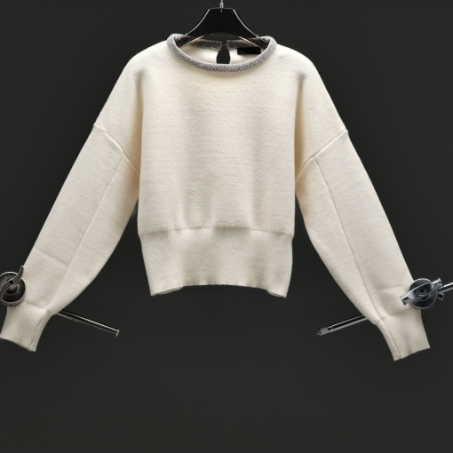 Women's Beige Sweater with Decorative Elements on the Neckline Eleh-My Boutique