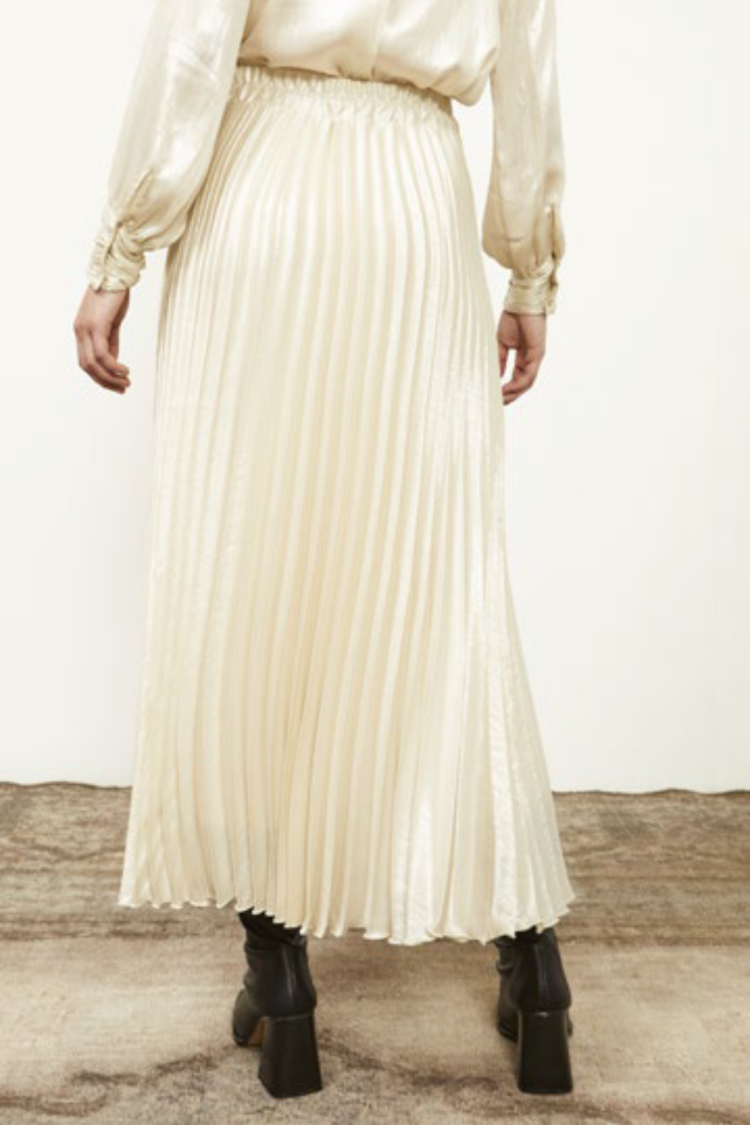 Ecru Pleated Skirt Souvenir-My Boutique