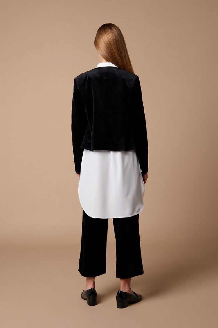 Velvet Cardigan with Satin Facets Black-My Boutique