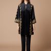 Women's Cardigan with Gold Embroidery Black Bella P.-My Boutique