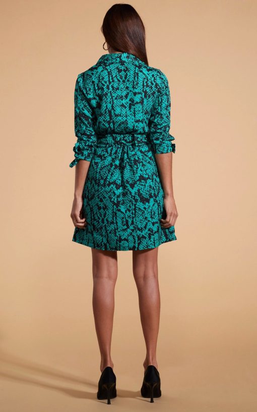Green Dancing Leopard Pattern Mini Dress-My Boutique