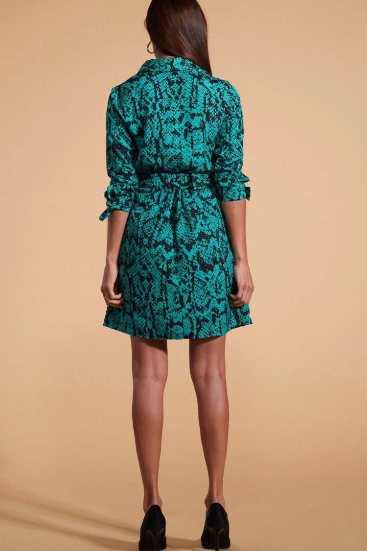 Φόρεμα Μίνι με Μοτίβο Πράσινο Dancing Leopard-My Boutique