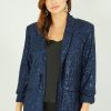 Women's Blue Sequin Dancing Leopard Jacket-My Boutique
