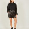 Women's Shorts with Sequins Black Dancing Leopard-My Boutique