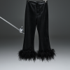 Women's Black Leather Pants with Feathers Eleh-My Boutique