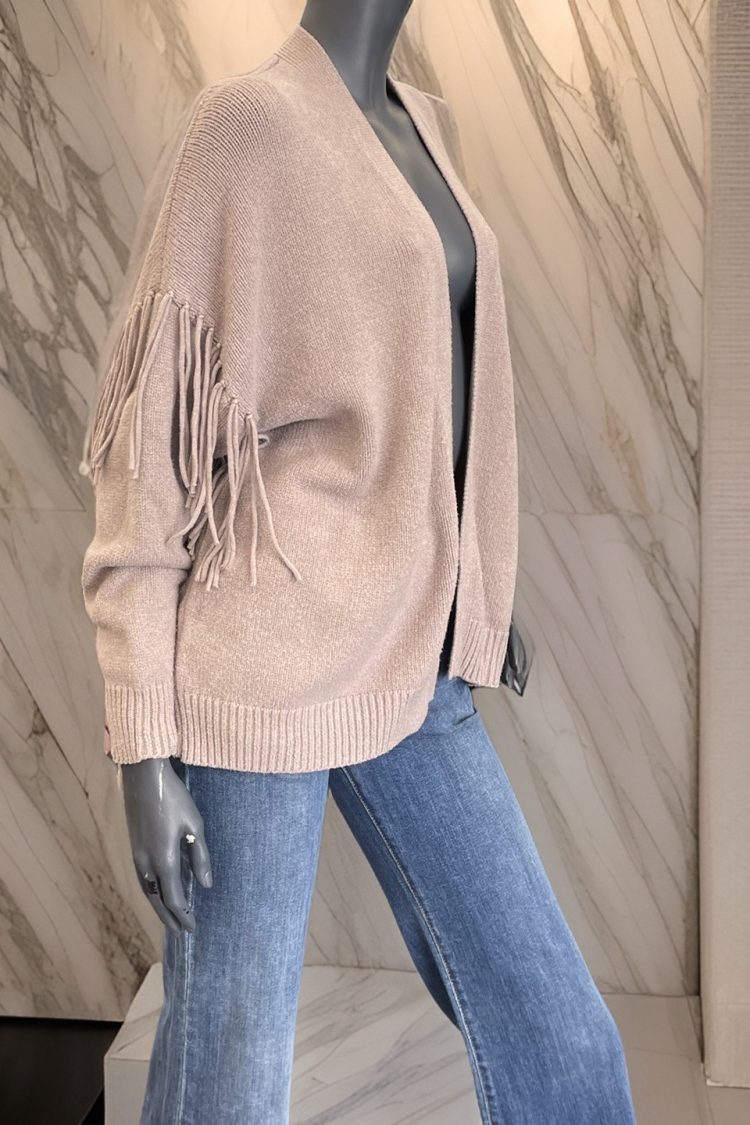Women's Pink Cardigan with Frills on the Sleeves-My Boutique