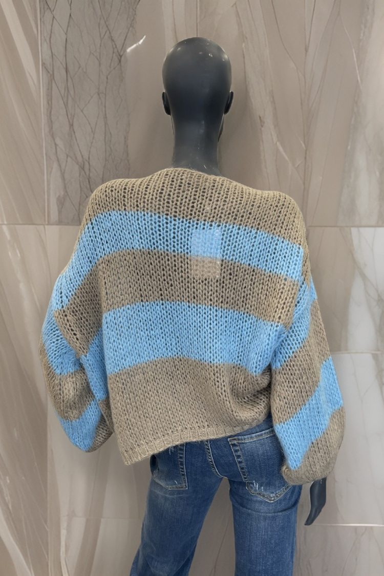 Women's Striped Sweater Brown - Blue Motel-My Boutique