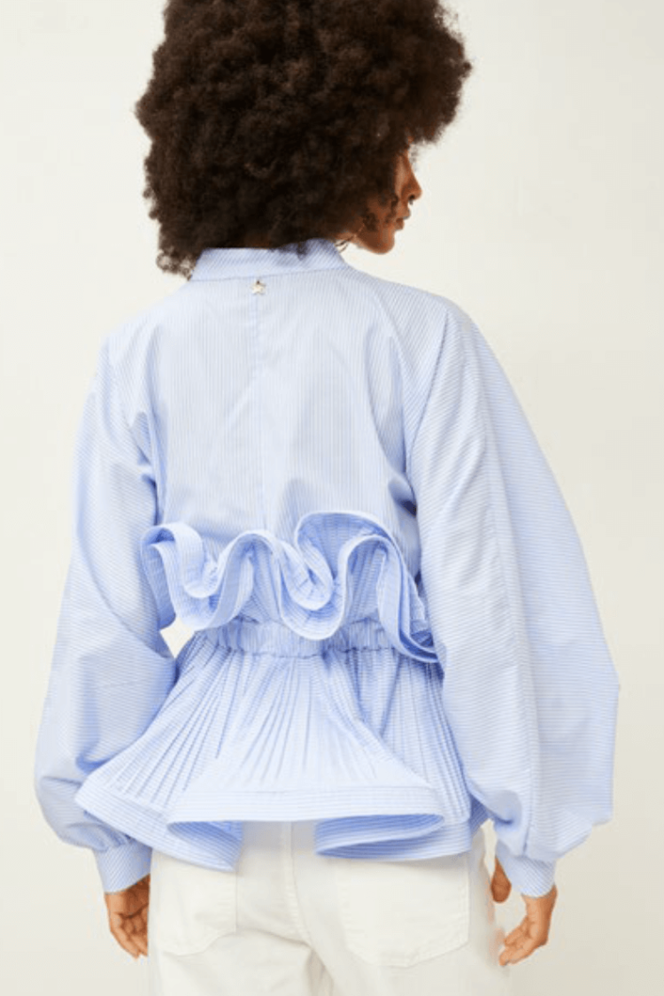 Μπλούζα Γυναικεία Ριγέ με Λεπτομέρεια στη Μέση Souvenir Γαλάζιο-My Boutique