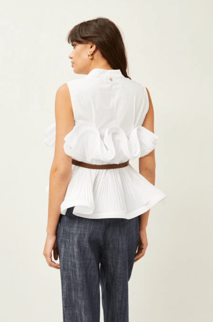 Μπλούζα Γυναικεία με Ζώνη Souvenir Λευκό-My Boutique