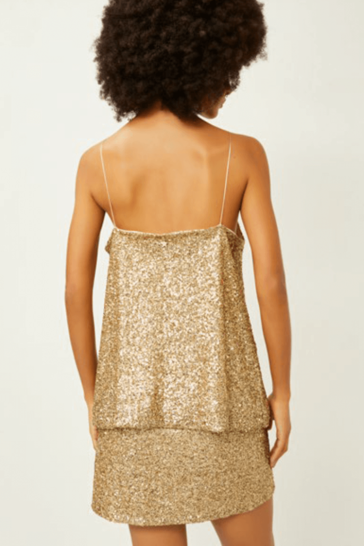 Mini Skirt with Sequins Souvenir Gold-My Boutique
