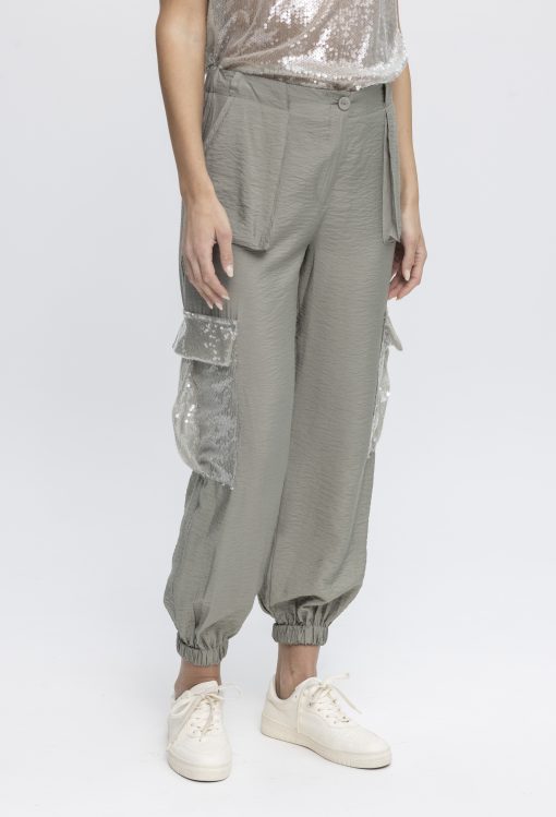 Women's Pants with Elasticated Ankle Tensione In Grey-My Boutique