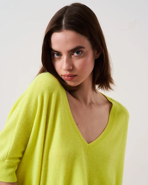 Πουλόβερ Γυναικείο V-Neck Kate Absolut Cashmere Neon Yellow-My Boutique