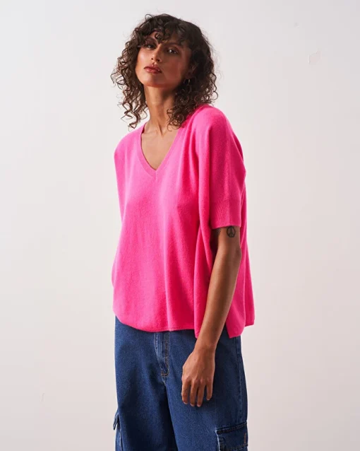 Πουλόβερ Γυναικείο V-Neck Kate Absolut Cashmere Neon Pink-My Boutique