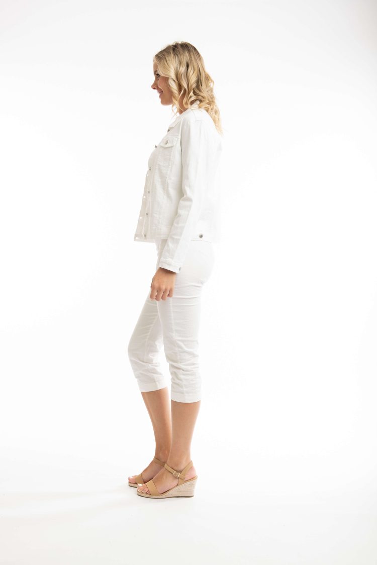 Women's Denim Jacket Orientique White-My Boutique