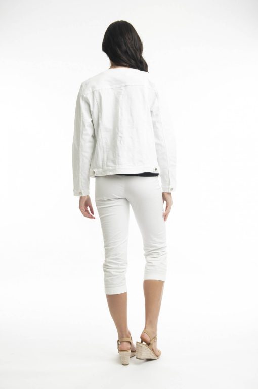 Σακάκι Γυναικείο Τζιν με Στρογγυλή Λαιμόκοψη Orientique Λευκό-My Boutique
