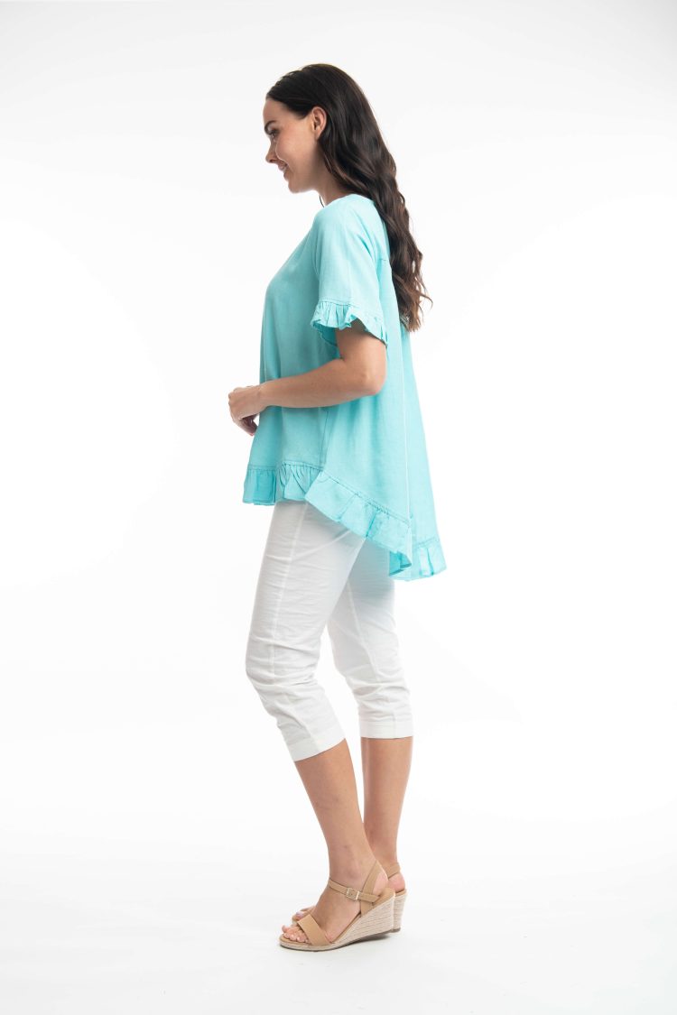 Orientique Aqua-My Boutique Women's Short Sleeve Blouse