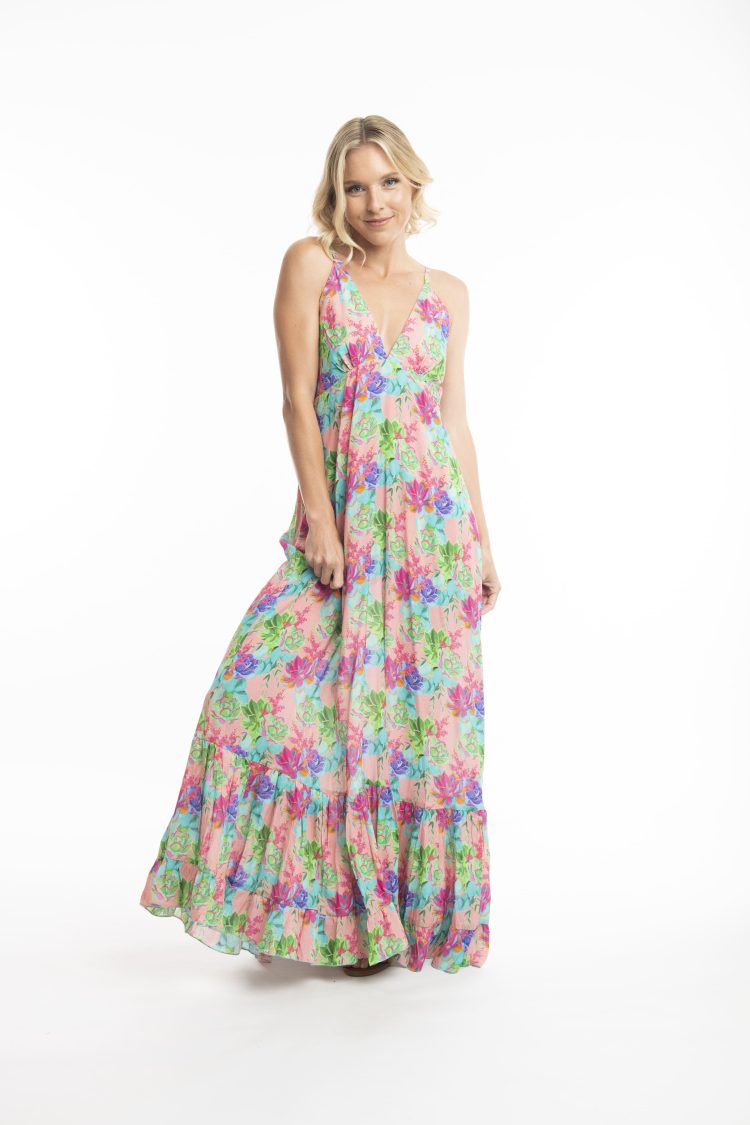 Φόρεμα Maxi με Τιραντάκι Cara Escape Print-My Boutique