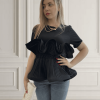 Μπλούζα Γυναικεία με Λεπτομέρεια στη Μέση Souvenir Μαύρη-My Boutique